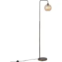 QAZQA Art Deco gulvlampe mørk bronze med ravfarvet glas - Sandra