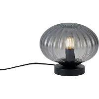 QAZQA Design bordlampe sort med røgglas - Mochi