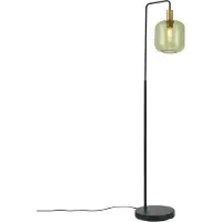 QAZQA Hotel Chic gulvlampe sort og guld med grønt glas - Zuzanna