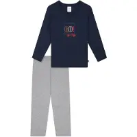 Schiesser Nattøj ' Nightwear' mørkeblå / lysegrå / rød