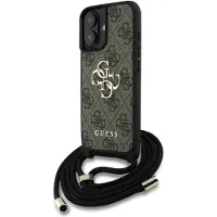 GUESS 4G Big Logo Cord Stap Crossbody Etui til iPhone 16 Plus Brun
