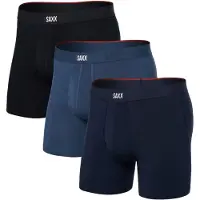 Saxx - Vandretøj - Vibe Xtra Soft Comfort BB Fly 3pk Dark Denim/Navy/Black til UnisexUld - Størrelse M