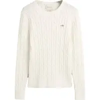 Gant Ganttil kvinder. 4800100 Hvid sweater med rund hals (L), Casual, Økologisk bomuld