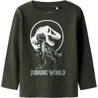 TWO SOON Shirts 'Jurassic World' gran / pastelgrøn / hvid