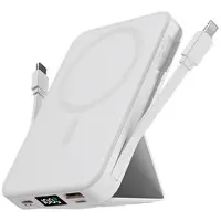 Mtp Products Magnetisk trådløs powerbank med USB-C- og Lightning-kabler - 10000mAh/15W - Hvid