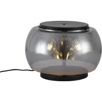 QAZQA Design bordlampe sort med røgglas 3-lys - Bino