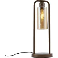 QAZQA Hotel Chic bordlampe mørk bronze med ravfarvet glas - Stavelot