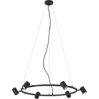 QAZQA Moderne pendellampe sort 6-lys - Jeana Circle