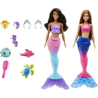 Barbie Mermaid Set med 2 Brunette Dolls (12-in/30,40 cm) 4 Sea Pet Toys & Accessories