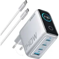 Anker Charger 140W 4-Port w/ USB-C Cable - Silver