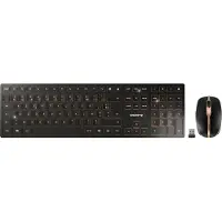 Cherry DW 9100 SLIM - Sæt med mus og tastatur - trådløs - 2.4 GHz, Bluetooth 4.2 - fransk - sort/bronze