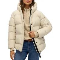 Superdry Superdrytil kvinder. W5012004A Jakke med hætte 5 Baffle Sports Puffer beige (XL), Casual, Polyester
