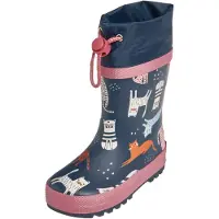 Playshoes Gummistøvler 'Katzen' marin / orange / eosin / offwhite