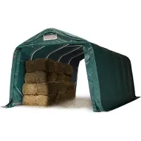 TOOLPORT 3,3x6m, Læskurstelt, PRIMEtex-PVC-teltdug, mørkegrøn, beton undergrund