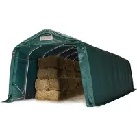 TOOLPORT 3,3x9,6m, Læskurstelt, PVC-teltdug, mørkegrøn, beton undergrund
