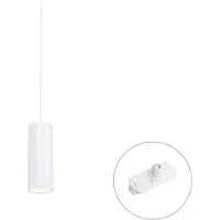 QAZQA Designer pendellampe hvid inkl. 1-faset skinneadapter - Iconic Tubo