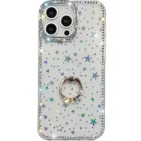 Mtp Products iPhone 16 Pro Max CrystalGlow Hybrid Cover med Ringholder - stjerner / gennemsigtig
