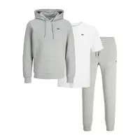 JJ REBEL Joggingdragt grå-meleret / hvid