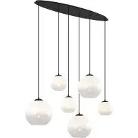 QAZQA Moderne pendellampe sort med hvidt glas rektangulær 6-lys - Misty