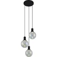 QAZQA Design Pendellampe Sort med Regnbueglas Rund 3-Lys - Mallon