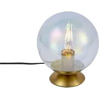 QAZQA Art Deco bordlampe messing med røgfarvet regnbueglas - Pallon