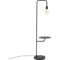 QAZQA Moderne gulvlampe sort med rundt bord - Ostrich