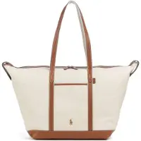 Ralph Lauren Polo Ralph Laurentil kvinder. 428973072001 Stor beige, brun shopper taske i kanvas (OSFA), Casual, Bomuld