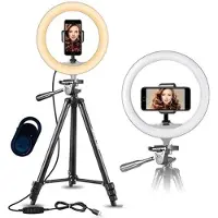 Pro Ring Light Stativ 10"- 52-167 cm - Bluetooth Fjernbetjening - 3000-6500K