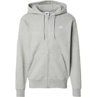 Nike Hættetrøje Club Full Zip - Grå/Hvid, størrelse Large