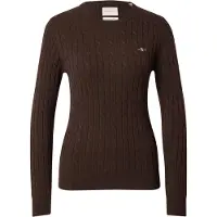 Gant Ganttil kvinder. 4800100 Sweater med rund hals og snoninger i brun elastisk bomuld (S), Casual, Klassisk, Lange ærmer