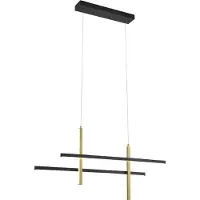 QAZQA Design hængelampe H sort med guld inkl. LED 3-trins dæmpbar - Joy