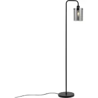 QAZQA Design gulvlampe sort med røgglas - Domo