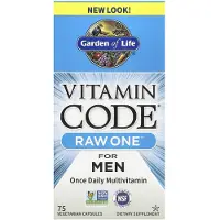Garden of life , Vitamin Code, RAW En, En Gang Daglig Multivitamin For Mænd, 75 Vegetariske Kapsler