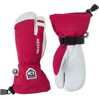 Hestra Army Leather Heli Ski, 3-finger skihandsker, junior, rød