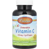 Carlson Labs Carlson, Børns Tænderbar Vitamin C, Naturlig Tangerine, 250 mg, 60 Vegetariske Tabletter