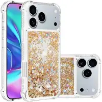 Mtp Products iPhone 17 Pro Max Glitter Quicksand TPU Cover - Guldhjerter