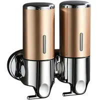 Mtp Products Shampoo/sæbedispenser med dobbelt hoved i rustfrit stål - 2x500ml - Guld