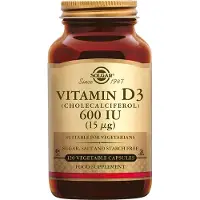 Solgar , Vitamin D3 (Kholekalciferol), 15 mcg (600 IU), 120 Vegetariske Kapsler