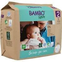 Bambo Nature Børneble, tapeble, miljømærket, , 2, papirspose, paper bag, 3-6 kg - (6 pakker x 30 stk.)