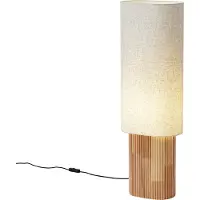 QAZQA Japandi gulvlampe træ med linnedskærm 90 cm - Lamel