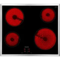 Siemens iQ100 ET645HE17 - Keramisk kogeplade - 4 plader - Niche - bredde: 56 cm - dybde: 49 cm - med rustfri stålbeklædning - sort/rustfri stål