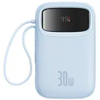 Baseus P10055008313-00, 10000 mAh, Lithium polymer (LiPo), Power Delivery 3.0, Quick Charge 3.0, 30 W, Blå