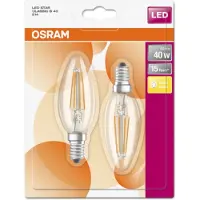 Osram Kertepære E14 LED 4W 2700K 470 lumen 2-pakning