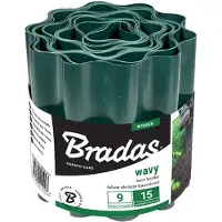 Bradas pladekant til græs, højde 250 mm, længde 9 m, grøn bølget, vejrbestandig plast (OBFG 0925) - 1 stk