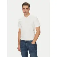 Tommy Hilfiger Tommy Hilfigertil mænd. MW0MW39249 Hvid T-shirt med V-hals (L), Casual, Bomuld, Korte ærmer