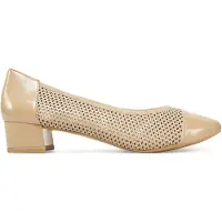 Caprice Pumps, beige, made of Leather and textile with Block heel, Size 38