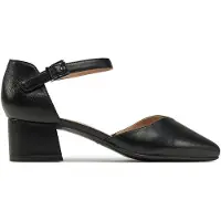 Caprice Pumps, black, made of Leather with Trapeze heel, Size 36