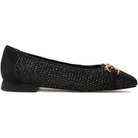 Caprice Ballerina, black, made of Leather and synthetic with Trapeze heel, Size 40
