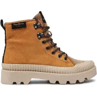 Pepe Jeans Pepe Jeanstil kvinder. PLS50429 Ascot Desert læder ankelstøvler brun (38), Fast, 1-3 cm, Blonder, Casual
