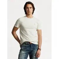 Ralph Lauren Polo Ralph Laurentil mænd. 710671438350 Hvid Custom Slim Fit strikket T-shirt (S), Beige, Casual, Bomuld, Korte ærmer